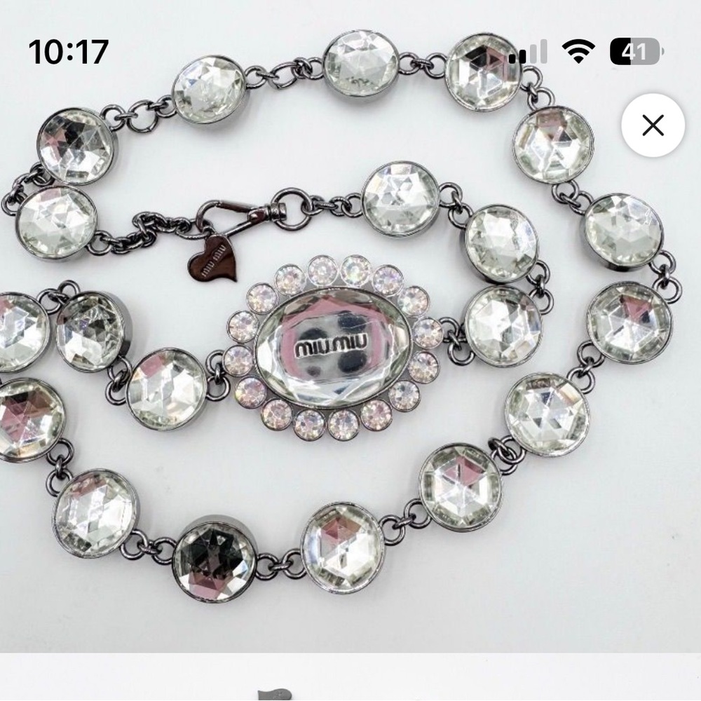 Miu Miu Silver Crystal Necklace/ belt/ bag charm